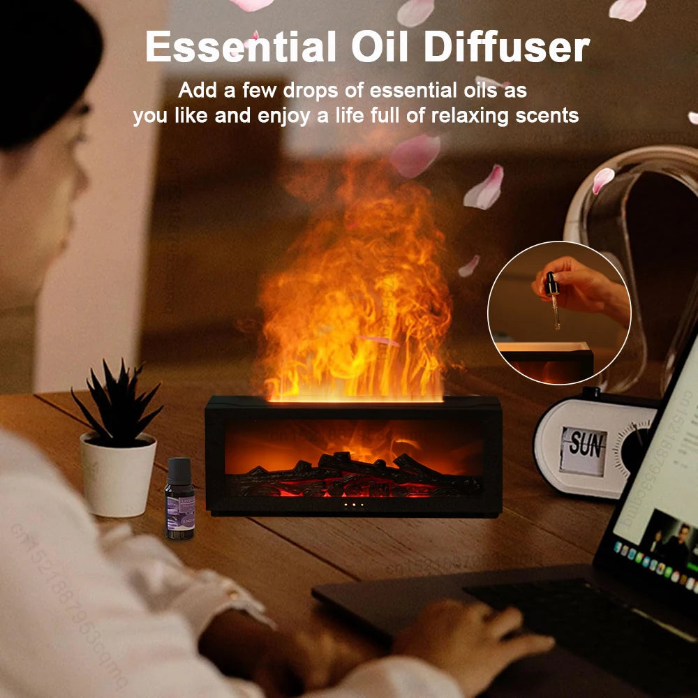 Humidifier and Diffuser with Fireplace Effect