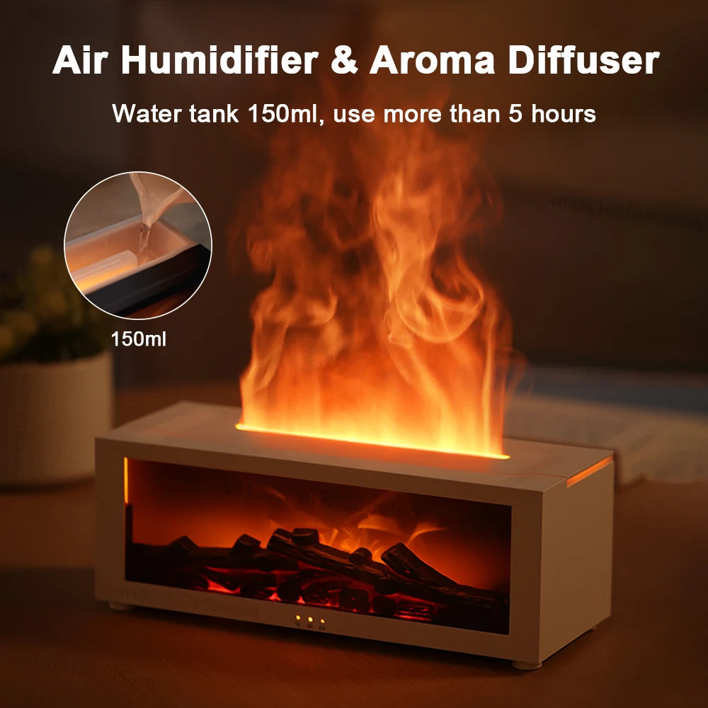 Humidificador y difusor con efecto chimenea